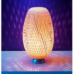 Bamboo Hand Woven Table Lamp Neutral Natural Minimalist 16" Bedside-needs fixing